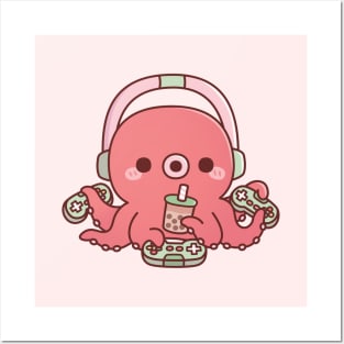 Cute Octopus Gamer Multiplayer Mode Posters and Art